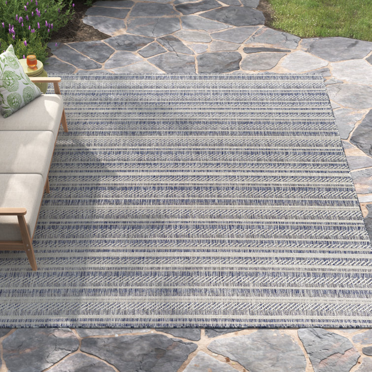 Kelly Clarkson Home Valentin Striped Blue/Charcoal Indoor/Outdoor Area